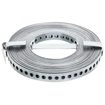 SL Rack Lochband Alu 91827-50 | Potentialausgleich Dach | 27x1,5 mm | Ø 6,75 mm | 50 m Rolle | Lochabstand 40 mm