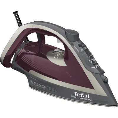 Tefal Dampfbügeleisen FV6870 Smart Protect Plus | 2800W | Durilium AirGlide | 40g/Min Dampf | Vertikaldampf | grau/rot