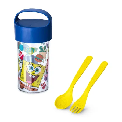 Koziol Snackpot Buddy Snack 500ml 703878 | Lunchbox & Trinkbecher | mit Besteck | Bio-Circular | spülmaschinengeeignet