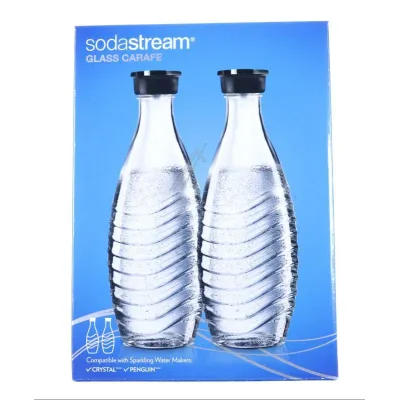 SodaStream Glaskaraffe Duopack | 0,7L Ersatzflaschen für Crystal & Penguin | Glas | transparent/schwarz | 1047200490