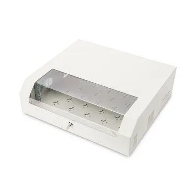 DIGITUS Wandgehäuse SOHO Slim DN-19 04U-PB | 19 Zoll Wandschrank 3HE rotierbar 2HE fix | 145x500x475 mm Stahl grau