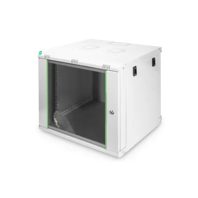 DIGITUS 9HE Wandgehäuse | 19 Zoll Netzwerkschrank | Glastür abschließbar | 60 kg Traglast | RAL7035 grau