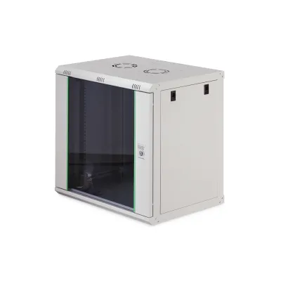 DIGITUS Wandgehäuse DN-19 12-U-EC | 12HE 19 Zoll Netzwerkschrank | Wandmontage | 638x600x450 mm | Glasfront | RAL 7035