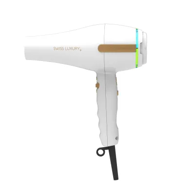 Solis Haartrockner Swiss Luxury 3800 | Profi-Föhn 2100 Watt | Ionen-Technologie | Perl Weiß | inkl. Stylingdüsen