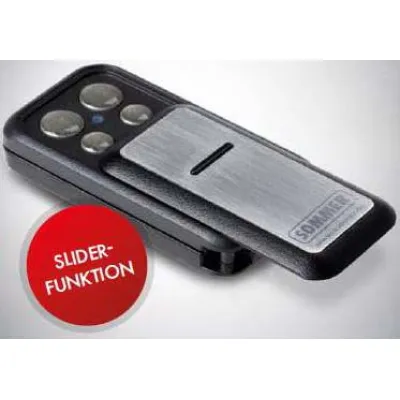 SOMMER Handsender 4-Befehl Slider+ S10305-00001 | 868,8 MHz FM | Rollingcode | Edelstahl | 140 m Reichweite | kompakt