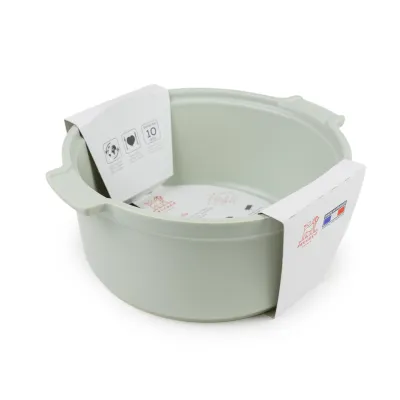 Peugeot Soufflé-Form 22cm rund | Keramik Soufflétopf | hohe Ränder | ergonomische Griffe | salbeigrün | Made in France