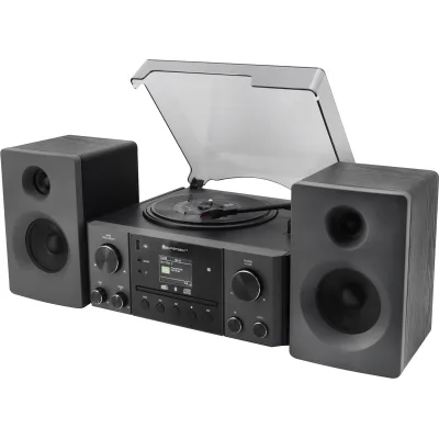Soundmaster HiFi-Komplettsystem MCD1950SW | Stereo Musikcenter | DAB+ Radio | CD USB Bluetooth | Plattenspieler Schwarz