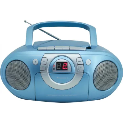 Soundmaster CD Boombox SCD5100BL | UKW Radio | Kassettenspieler | CD-R/RW | AUX | Kopfhörer | Netz/Batterie | Blau