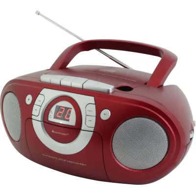 Soundmaster CD Boombox SCD5100RO | UKW Radio | Kassettenplayer | CD-R/RW | AUX | Kopfhöreranschluss | Rot
