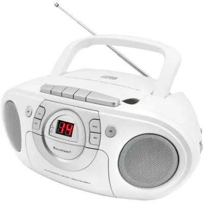 Soundmaster CD-Boombox SCD5100 | UKW-Radio | Kassettenspieler | CD-Player CD-R/RW | AUX-In | Kopfhörer | weiß