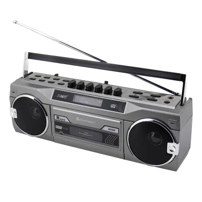 Soundmaster Radio-Recorder SRR80TI | Retro Kassettenrekorder | DAB+ UKW | USB SD MP3 Aufnahme | Bluetooth | Stereo titan