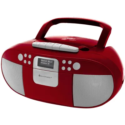 Soundmaster Boombox SCD7800RO | DAB+ Radio CD MP3 USB Kassette | Radiorecorder mit Hörbuchfunktion | 2 Wecker | rot