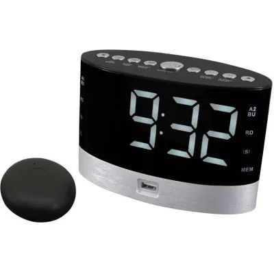 Soundmaster Uhrenradio UR580SW | Wecker für Hörgeschädigte | Vibrationskissen | UKW-Radio | Dual Alarm