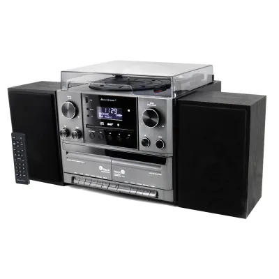 Soundmaster Stereoanlage MCD5600SW | Plattenspieler | Doppelkassettendeck | DAB+ Radio | CD-Player | Bluetooth | schwarz