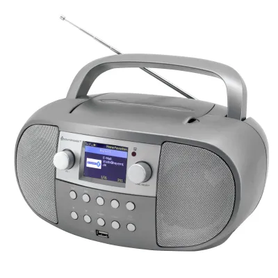 Soundmaster Boombox SCD7600TI | DAB+ Internetradio WLAN | UKW | Bluetooth | CD-Player | USB | Wecker | grau
