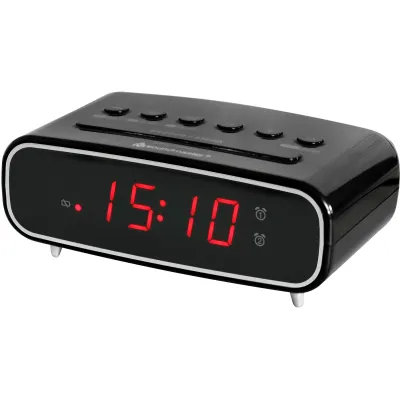 Soundmaster Uhrenradio UR111SW | UKW Radiowecker | 10 Festsender | 2 Weckzeiten | Sleep Timer | dimmbar | Schwarz