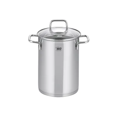 ELO Spargeltopf Citrin 72616 | Edelstahl 18/8 | 16 cm Ø | Glasdeckel | Induktion | Spülmaschinenfest | Volumenskala