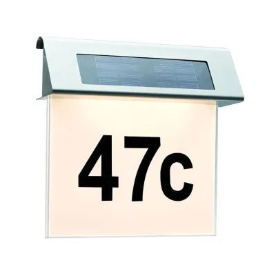 Paulmann Solar LED Hausnummernleuchte | 937.65 | IP44 | 0,2W | 3000K | Edelstahl | Wandmontage | 230x220mm | weiß