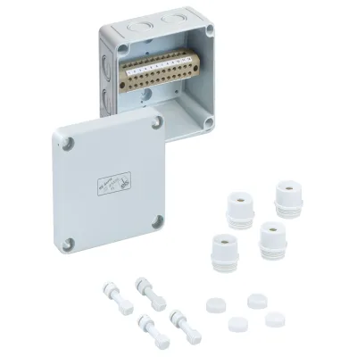 Spelsberg Reihenklemmengehäuse RKK 4/12-12x4² 61040401 | 12-polig | IP66 | 4mm² Schraubklemmen | 110x110x66mm | grau
