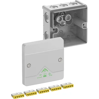 Spelsberg Abzweigkasten Abox 025-2,5² | IP66 | 2,5mm² | 87x87x52mm | 5-polig Wago-Klemme | halogenfrei | grau