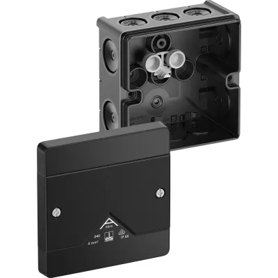 Spelsberg Abzweigkasten Abox 040-L/sw | IP66 wetterfest | 102x102x57mm | 4mm² | Kunststoff schwarz | VDE zertifiziert