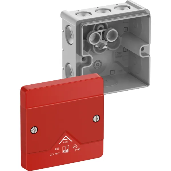 Spelsberg Abzweigkasten Abox 025-L/SB | IP66 | 87x87x52 mm | Kunststoff | 2,5mm² | halogenfrei | 9 Einführungen | rot