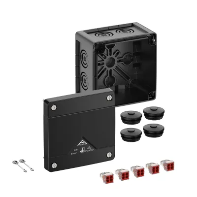 Spelsberg Abzweigkasten Abox Pro 040-4²/sw | IP66/IP67/IP69 | 4mm² | 102x102x70mm | 5 Wago-Klemmen | schwarz