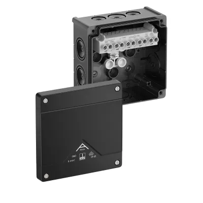 Spelsberg Abzweigkasten Abox 060-6²/sw IP66 | 127x127x70mm | 5-polig 6mm² | Dichtmembran | Schwarz | Kunststoff