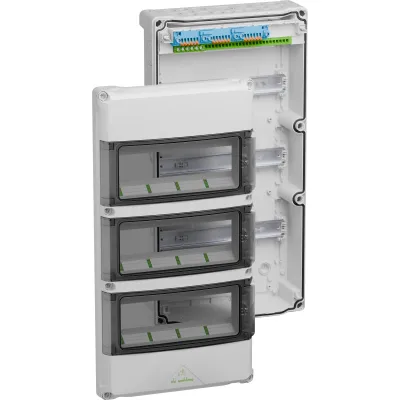 Spelsberg Kleinverteiler AK 36 | 3x12TE | IP65 | Aufputz | Kunststoff | 3-reihig | grau | transparente Tür