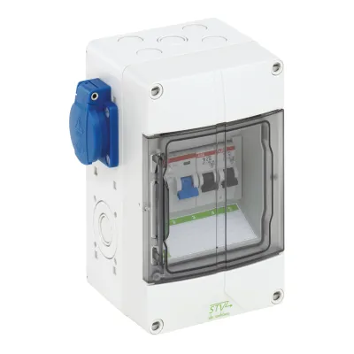 Spelsberg Steckdosenkombination STV 502-K | IP44 | 2x SCHUKO | FI 30mA Typ A | 2x LS B16A | Kunststoff | grau