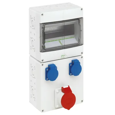 Spelsberg Steckdosenkombination STV912-S | CEE 16A 5-polig | 2x SCHUKO | IP44 | Kunststoff grau | 400x200x122mm