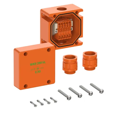 Spelsberg Kabelabzweigkasten WKE 202 SL 86228201 | Abzweigdose IP66 | E30 | 5-polig | 6mm² | 115x115x93mm | orange