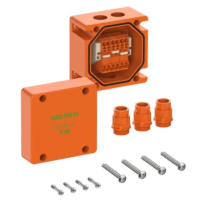 Spelsberg Kabelabzweigkasten WKE 203 SL | Abzweigdose IP66 | 3-polig | 115x115x93mm | E30 | halogenfrei | orange