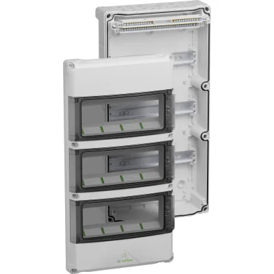 Spelsberg Kleinverteiler AK 36 Basic 3-reihig 3x12TE IP65 Aufputz | Kunststoff | Tür transparent | grau