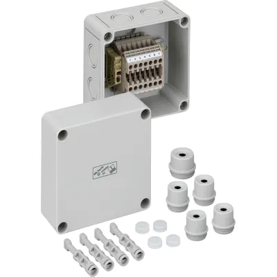 Spelsberg Klemmenkasten RK 4/07 | IP66 | 7x4mm² Schraubklemmen | 110x110x90mm | Kunststoff grau