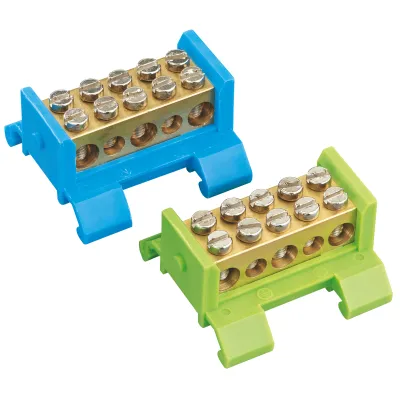 Spelsberg Klemmstein KLS PE 35 | Hauptleitungsklemme 1-polig | 5 Anschlüsse | 3x25mm² 2x16mm² | Hutschiene | grün