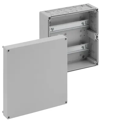 Spelsberg Reihenklemmengehäuse RKA 4/68-L | Abzweigkasten IP65 | 300x300x132 mm | Kunststoff grau | plombierbar