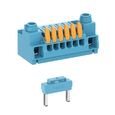 Spelsberg N-Modul-Set AK3 1/6/1 N | Klemmenleiste 1-polig | 76A | 0,75–16mm² | Schraub- & Push-in-Klemmen | blau