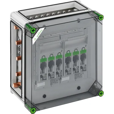 Spelsberg Sicherungslasttrennschaltergehäuse GST 2025-250 | NH00 | 5-polig | 250A | IP65 | 320x320x179mm | transparent