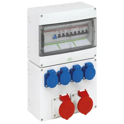 Spelsberg Steckdosenkombination STV 1224-K16 | CEE 2x16A 5-polig | 4x SCHUKO | IP44 | FI/LS | Wandmontage