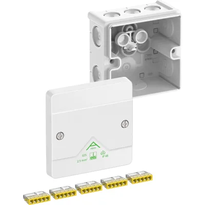 Spelsberg Abzweigkasten Abox 025-2,5²/w 80212001 | IP66 | 87x87x52mm | Kunststoff | 5-Leiter-Klemmen | halogenfrei