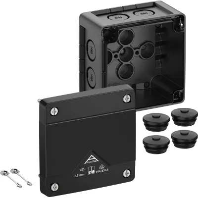 Spelsberg Abzweigkasten Abox Pro 025-L/sw 40200001 | IP66/IP67/IP69 | 2,5mm² | 92x92x60mm | Kunststoff | schwarz