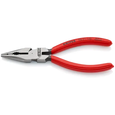 KNIPEX Spitz-Kombizange 08 21 145 | 145 mm Länge | schlanke Spitze | Schneiden für Draht | 1K-Griff | schwarz