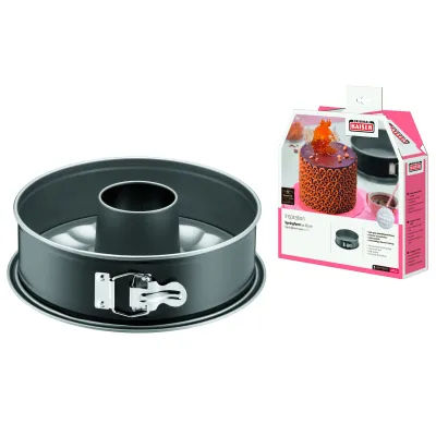 ORIGINAL KAISER Springform 26 cm | 2 Böden Flach- & Rohrboden | Antihaft | Auslaufsicher | Stahl | Schwarz