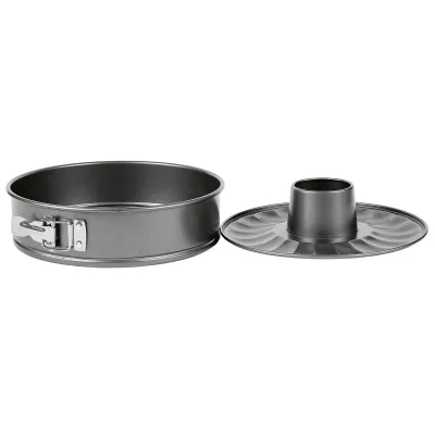 Backformen-Set 2-teilig mit Rohrboden 135708 | Springform Ø26cm rund | Antihaft | Stahlblech | bis 220°C | grau