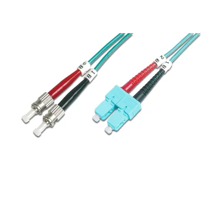 Digitus LWL Patchkabel DK-2512-01/3 | ST auf SC | OM3 Duplex 50/125 µm | Multimode | 1m | türkis