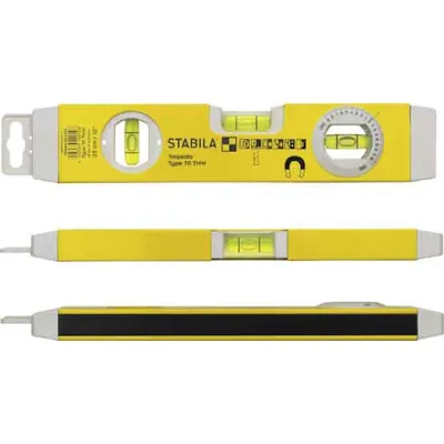 STABILA Wasserwaage 70TMW 14010 | 25 cm | 3 Libellen | Aluminium | magnetisch | drehbare Winkel-Libelle | kompakt
