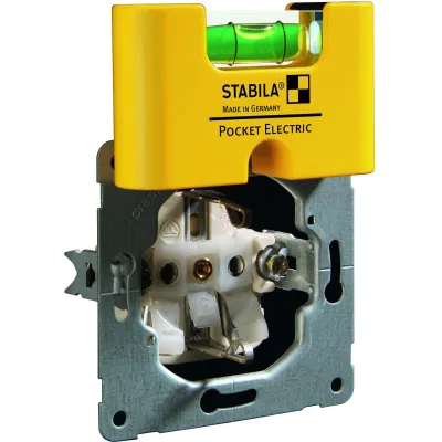 STABILA Mini-Wasserwaage Pocket Electric 17775 | 7 cm | Seltenerd-Magnet | Kunststoff | 1 Libelle | Gelb