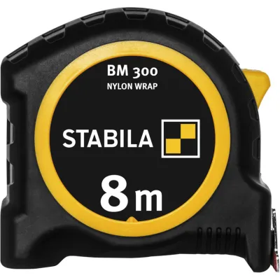 STABILA Taschenbandmaß BM 300 8 m | 27 mm | doppelseitig | metrisch | Softgrip | automatische Rückholung | Bremse