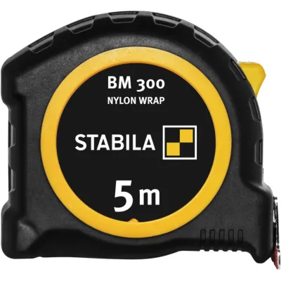 STABILA Taschenbandmaß BM 300 5m x 27mm | doppelseitig | metrisch | robust | Softgrip | Bremse